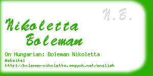 nikoletta boleman business card